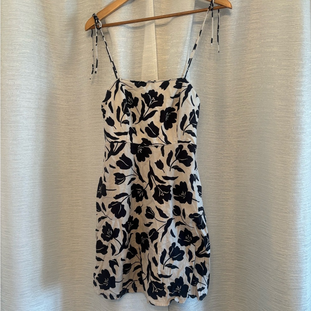 Floral Black and White Spaghetti Strap Dress